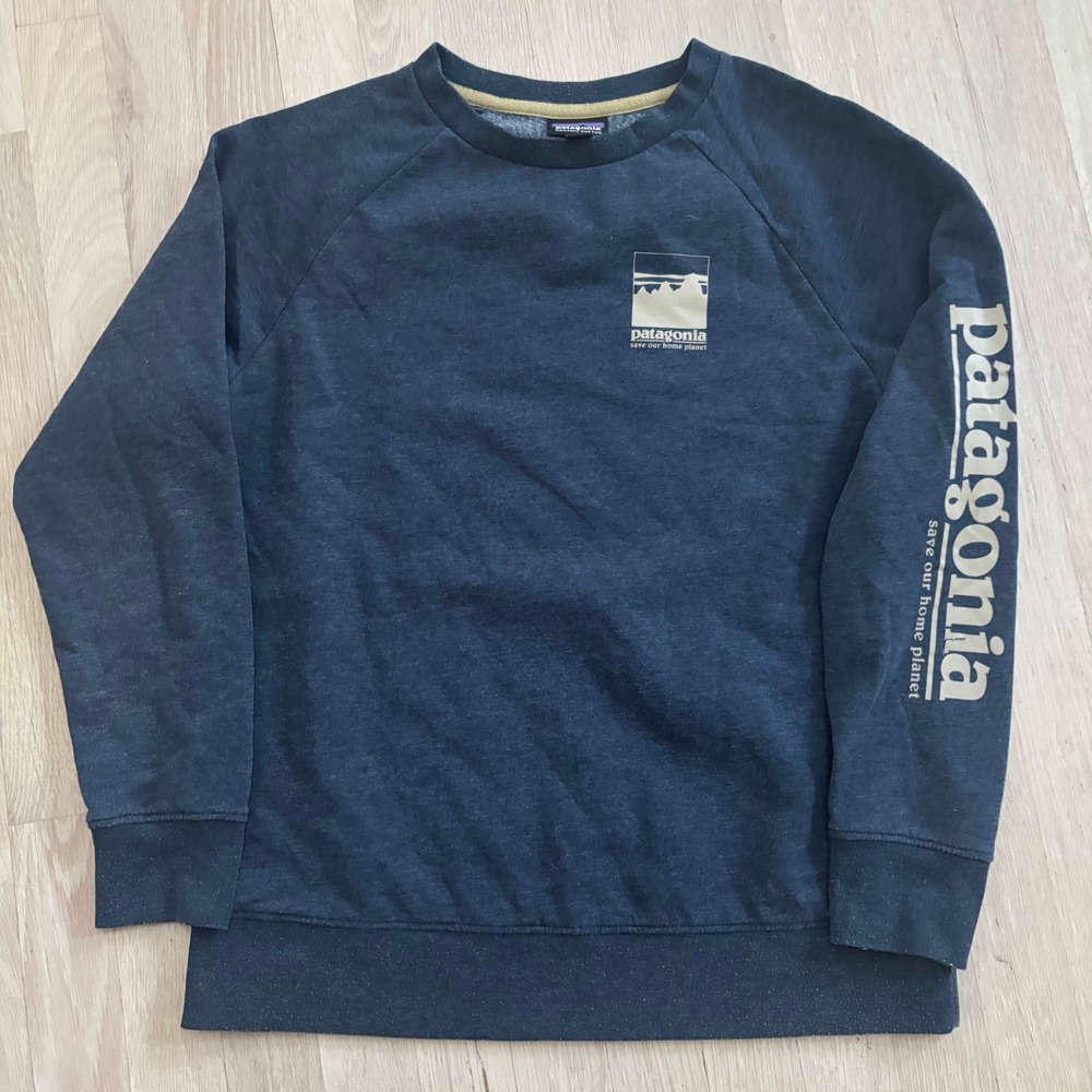 Patagonia Sweatshirt Kids XL Navy Blue Excellent Save Our Home Planet Logo